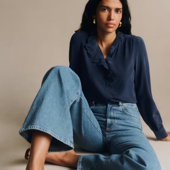 Sezane Tops - Sezane Chlo Shirt Navy 34/2